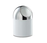 Zeller Poubelle de table, inox/métal chromé, blanc Ø12x18