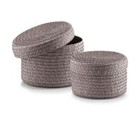 Zeller Present 14122 Lot de 2 Corbeilles Rondes avec Couvercle en Polypropylène Gris Ø 16 x 10/Ø 17 x 12 cm