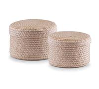 Zeller Present 14123 Lot de 2 Corbeilles Rondes avec Couvercle en Polypropylène Naturel Ø 16 x 10/Ø 17 x 12 cm