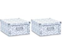 Zeller Present 17973 Vintage Boîte de Rangement Carton Noir 40 x 33 x 3 cm (Lot de 2)