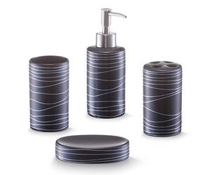 Zeller Present 18252 Ensemble d'Accessoires de Bain en Céramique Noir 4 Pièces