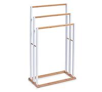 Zeller Present 18635 Porte-Serviette de Bain Bambou/MDF Blanc 81,5 x 25 x 4 cm
