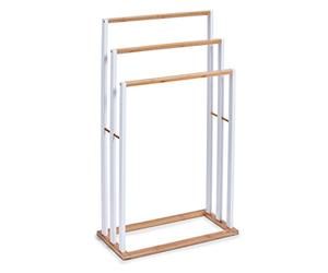 Zeller Present 18635 Porte-Serviette de Bain Bambou/MDF Blanc 81,5 x 25 x 4 cm