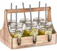 Boîte pour Trinkgläser-set,6 X Verre Avec Paille, Bois, Zeller
