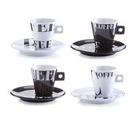 Zeller Present 26540 Coffee Style Service à Expresso Lot de 4 Tasses + 4 Soucoupes en Porcelaine