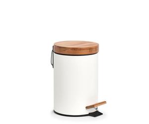 Zeller Present Kosmetikeimer soft-close 3l Ø16,8x24cm Metall/Bambus weiß