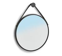 Zeller Present Miroir mural design rond 40 cm - Crochet mural avec boucle - 40 x 40 cm - Cadre noir