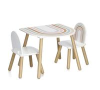 ZELLER PRESENT SCHÖNER LEBEN. PRAKTISCH WOHNEN. Zeller 13536 Rainbow Ensemble de 3 sièges pour enfant en MDF/pin Table env. 55 x 55 x 45 cm Chaise env. 28 x 28 x 49 cm