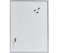 ZELLER PRESENT Tableau magnétique/tableau d'écriture tôle fine magnétique avec stylo et aimants 60x80cm gris alu