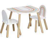 ZELLER Set de table pour enfants 3pcs avec deux chaises avec motif arc-en-ciel