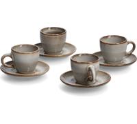 ZELLER Set de tasses avec soucoupe 4pcs. céramique beige 62ml