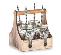 Zeller Verres avec Caisse, Verre, Transparent/Natur, 20 x 22 x 22 cm