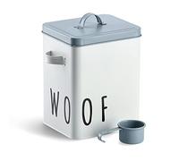 Zeller Woof 19218 Boîte à nourriture en métal Blanc/bleu env. 23,4 x 16,2 x 23,2/25,8 cm