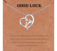 Zelnff Cheval Collier Fille Pendentif Cheval Chaîne,Argent Bijoux Cadeau pour Femme Amie,Fille et Cheval Collier Pendentif Cœur Collier Femme Bijoux (Cheval d'amour - Rose des filles)