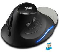 ZELOTES F-17 Souris verticale, 2,4 GHz, souris de jeu sans fil, 6 boutons, souris optique ergonomique avec 3 DPI réglables pour PC, ordinateur portable, noir