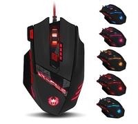 zelotes Souris de jeu, 9200 DPI, 8 boutons programmables, souris ergonomique avec câble, souris d'ordinateur, souris LED USB, souris de jeu pour PC, Mac (noir)