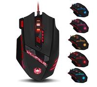 zelotes Souris de jeu filaire, 9200 DPI, 8 boutons programmables, 8 blocs de poids, rétroéclairée multi-modes, design ergonomique, souris optique USB pour ordinateur portable, PC, Mac, noir