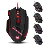 zelotes Souris Gamer Filaire,9200DPI,8 Boutons Programmables,Haute Performance,8 Blocs de Poids,RVB,Conception Ergonomique,Souris de Jeu pour PC,Ordinateur Portable,Mac,Noir