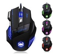 Zelotes Souris Gamer,Souris Gaming Filaire, 7 Boutons, 7200 DPI, USB LED Souris Ergonomique Optique pour PC,Mac,Noir