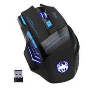 zelotes Souris sans fil, 2400DPI,7 boutons, 2,4 GHz avec récepteur USB,éclairage LED,design ergonomique, souris de jeu sans fil pour PC, Mac, ordinateur portable, noir
