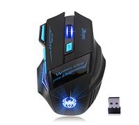 zelotes Souris sans fil, 4 DPI réglables, 7 boutons, design ergonomique, économie d'énergie, 2,4 GHz avec récepteur USB, souris optique portable pour PC, Mac, ordinateur portable, noir