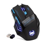 zelotes Souris sans Fil Ergonomique,4 DPI Réglable,Économie D'énergie,7 Boutons avec USB Nano Récepteur,Souris Gamer Wireless,Optique Portable Mouse pour PC, Mac,Noir