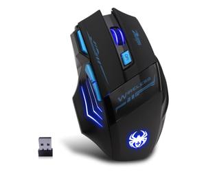 zelotes Souris sans Fil Ergonomique,4800 DPI,LED Multi Modes,7 Boutons, 2,4 GHz avec Récepteur, Souris Gamer Optique USB pour PC, Ordinateur Portable, Mac,Noir