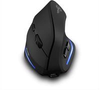 Zelotes Souris verticale sans fil rechargeable, souris sans fil, 2,4 GHz ergonomique avec 6 boutons, 3 DPI réglable, noir