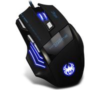 ZELOTES T-80 Gaming Mouse 7200 DPI Rétro-éclairage multi-couleur LED Souris optique 7 boutons Gamers USB Wired Gaming Mouse pour Pro Gamer