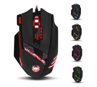 zelotes T90 Souris Gamer 9200 DPI 8 Boutons LED, USB Ergonomique Souris, Poids Tuning