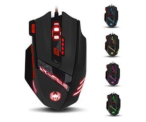 zelotes T90 Souris Gamer 9200 DPI 8 Boutons LED, USB Ergonomique Souris, Poids Tuning