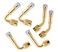 Zelphvt Lot de 6 rallonges de tige de valve en métal universelles 45, 90, 135 degrés en laiton pour double roues, voitures, camping-cars, motos - Doré
