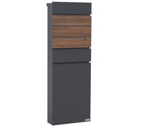 Zelsius Boîte aux lettres avec compartiment à journaux | Boîte aux lettres anthracite (RAL7016) avec aspect bois (noyer) | Boîte aux lettres sur pied avec 2 clés et matériel de montage | Boîte aux