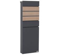 Zelsius Boîte aux Lettres avec Compartiment Journaux | Anthracite (RAL7016) Aspect Bois Hêtre | Boîte aux Lettres sur Pied avec 2 Clés et Matériel Montage | Boîte Postale, Boîte aux Lettres