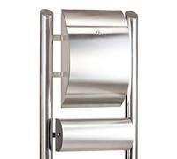 Zelsius Boîte aux Lettres en Acier Inoxydable à Double Tube - 48 x 138 cm - Argenté - Avec Porte-journaux, Serrure et Support sur Pied