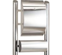 Zelsius Boîte aux lettres sur pied à double tube en acier inoxydable, verrouillable, 48 x 138 cm, avec rouleau pour les journaux