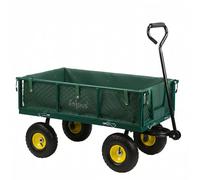 Zelsius Chariot de jardin - Capacité de charge : 350 kg - 105 l - Vert/jaune - Chariot de jardin - Chariot à main - Pneus à air - Chariot de transport pliable - Chariot à main pour le jardinage