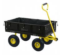 Zelsius Chariot de jardin, capacité de charge de 350 kg, 75 l, noir/jaune, chariot de jardin, chariot de jardin, chariot à main, chariot de transport pliable, pour le jardinage