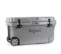Zelsius Coolbox 50 litres avec Roues | Glacière | Boîte réfrigérante Mobile idéale pour Les Vacances en Camping-Car, pêche, Loisirs en Plein air | Thermobox pour Le Chaud et Le Froid (Gris)