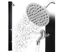 Zelsius Douche Solaire avec Robinet, Douche à Pieds | Noir | Douche de Jardin 35 l, Froide et Chaude, Max. 60 °C, raccord Tuyau d'arrosage | Douche de Jardin extérieure, Douche Solaire extérieur