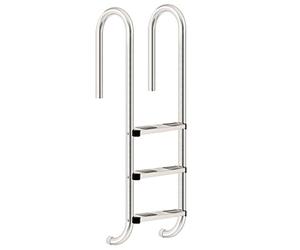 Zelsius Echelle de Piscine à 3 marches en Acier Inoxydable V2A | 50 x 26,5 x 132 cm - Argent | avec Protection antidérapante | Escalier de Piscine