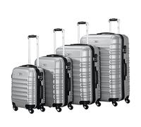 Zelsius Ensemble De 4 Valises Rigides ABS Avec Serrure À Combinaison, Doubles Roulettes Et Cloison Intérieure, Valise À Main, Grande Valise, Trolley, Gris