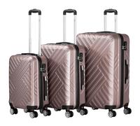 Zelsius Lot de 3 valises rigides en ABS avec serrure à combinaison, doubles roulettes et cloison intérieure - Valise rigide - 3 pièces, rosé, L, Ensemble de valises