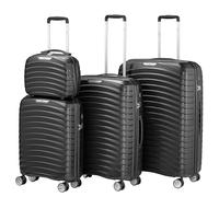 Set de 4 valises Zelsius, noir, valise de voyage avec serrure à combinaison TSA et séparateur intérieur