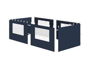 Zelsius Panneaux latéraux pour pavillon 3x6 m | 6 pièces, Bleu | Ensemble de 4 panneaux latéraux pour pavillons 3 x 3 m, UV30, Toile de tente de jardin avec fenêtre, Mur de tente de fête pliante avec