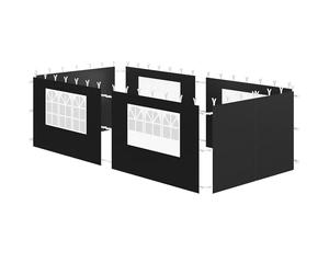 Zelsius Panneaux latéraux pour pavillon 3x6 m | Ensemble de 6 pièces, Noir | Panneaux latéraux de pavillon 4 pièces pour pavillons 3 x 3 m, UV30, Paroi latérale de tente de jardin avec fenêtre, Mur de