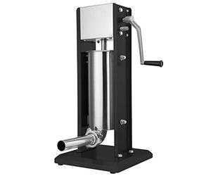 Zelsius Remplisseur professionnel de saucisses en acier inoxydable + quatre tubes de remplissage différents | Presse à saucisses, machine à saucisses avec boîte de vitesses (5 litres, Noir)