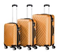 Zelsius Set de valises à 3 pièces Orange | Valises rigides ABS à roulettes Doubles, avec Cadenas à Combinaison de Chiffres, cloison Interne | Bagage de Cabine, Set de Valise, Lot de 3, Trolley