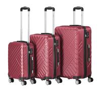 Zelsius Set de valises à 3 pièces Rouge| Valises rigides ABS à roulettes Doubles, avec Cadenas à Combinaison de Chiffres, cloison Interne | Bagage de Cabine, Set de Valise, Lot de 3, Trolley