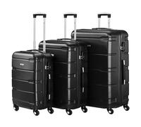Zelsius Set de valises | Rigide en ABS avec serrure à combinaison, 4 roulettes et cloison intérieure | Grande valise à main - Lot de 4 pièces - Trolley, Noir
